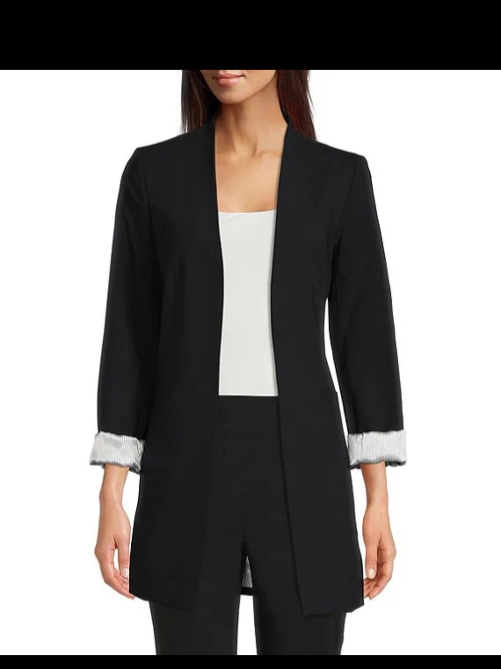 Calvin Klein Black Longline Open-Front BLAZER / JACKET